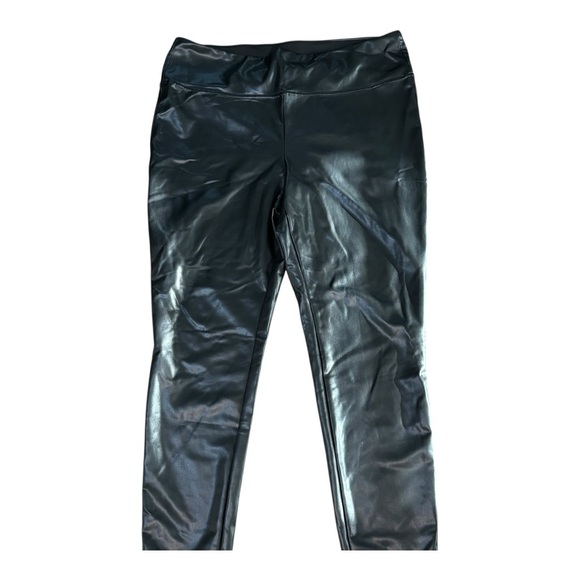 Seven7 Faux Leather Leggings | Size XXL | High Rise Stretchy Black Pants - Picture 2 of 8